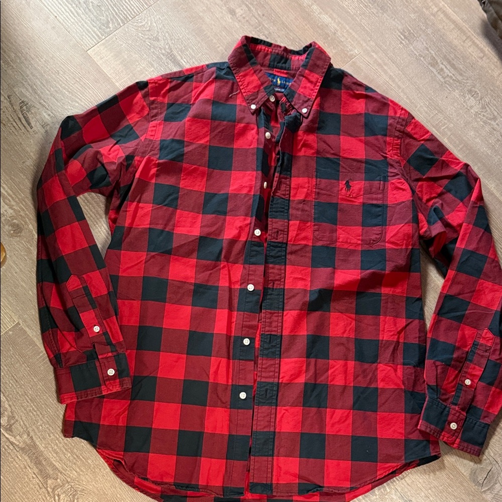 Ralph Lauren Classic Fit Red and Black Checkered Shirt Buffalo Plaid